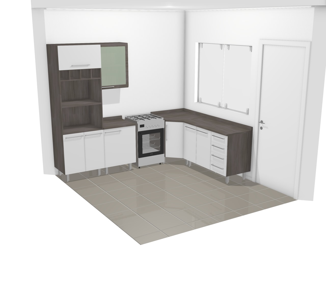 Projeto Cozinha Planta 3D Mooble Luciane