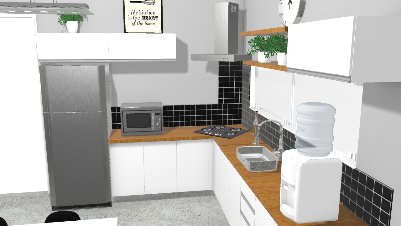 Cozinha Branca De Veri Planta 3D Mooble