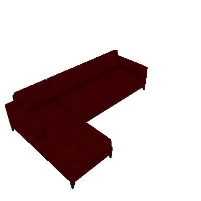 Sofá 3 Lugares Living Base de Madeira com Chaise Suede Vermelho