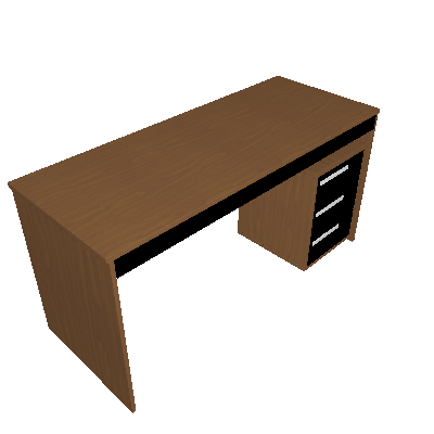 Mesa de Escritório com Gaveteiro Home Office 3 GV Avelã e Ônix - Hecol