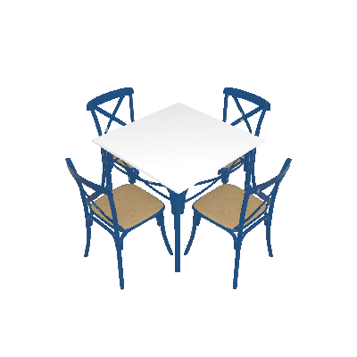 Conjunto de Mesa de Jantar com 4 Cadeiras e Tampo de Madeira Katrina Azul - New Green