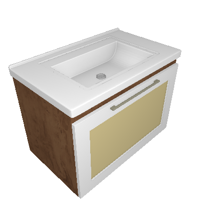 Gabinete de Banheiro Hibisco 1 PT 1 GV Amêndoa e Branco 59 cm - MGM Móveis