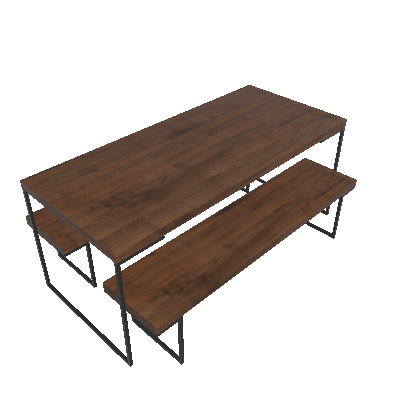 Conjunto de Mesa com 2 Bancos Manchester Amêndoa e Preto 180 cm