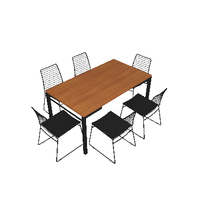 Conjunto de Mesa de Jantar Chaplin com 6 Cadeiras Dance Native e Preto - Carraro