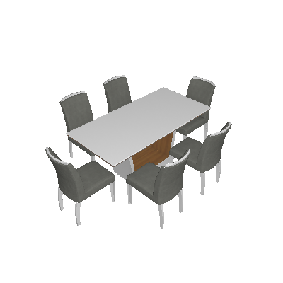 Conjunto de Mesa Alemanha II com 6 Cadeiras Branco e Cinza 180cm