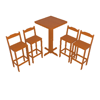 Conjunto de Mesa Bistrô com 4 Banquetas Afrodite Nogal Claro - Gasil