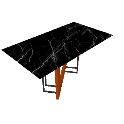 Mesa de Jantar Retangular com Tampo de Vidro Munique Ipê e Nero 160 cm - New Ceval