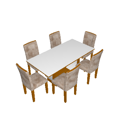 Conjunto de Mesa de Jantar com Vidro e 6 Cadeiras Maia I Suede Animalle Imbuia e Chocolate - Rufato