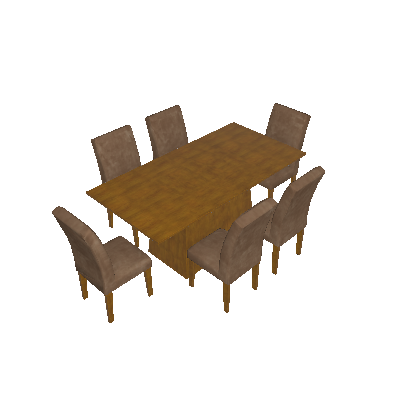Conjunto de Mesa de Jantar Luna com 6 Cadeiras Grécia Suede Animale Imbuia e Chocolate 180 cm - Rufato