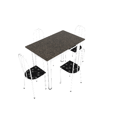 Conjunto de Mesa Monique com 4 Cadeiras Branca Preto Flor - Artefamol