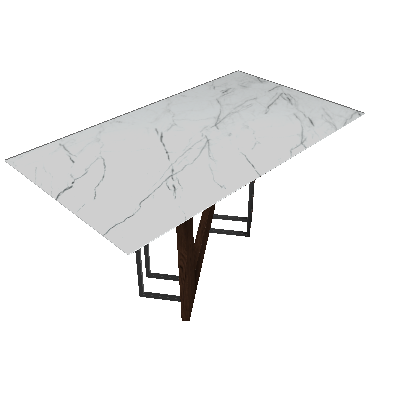 Mesa de Jantar Retangular com Tampo de Vidro Munique Castanho e Carrara 160 cm - New Ceval
