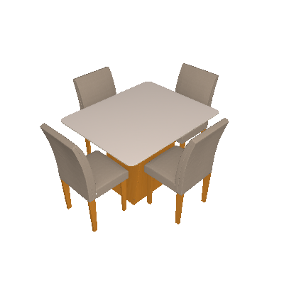 Conjunto de Mesa de Jantar Sevilha com 4 Cadeiras Classic l Linho Off White e Bege - Cel Móveis