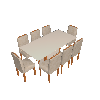 Conjunto de Mesa de Jantar com Tampo de Vidro Júlia e 8 Cadeiras Ana Animalle Off White e Cinza