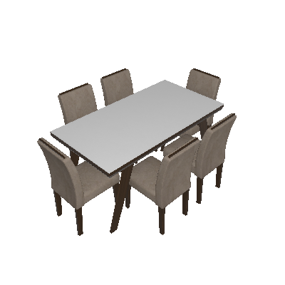 Conjunto de Mesa Esmeralda 170 cm com 6 Cadeiras Sevilha Suede Malbec e Bege