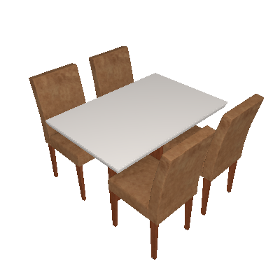 Conjunto de Mesa de Jantar Berlim I com Vidro 4 Cadeiras Grécia Suede Chocolate e Off White - Rufato