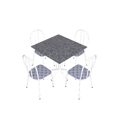 Conjunto de Mesa Thais com 4 Cadeiras Branco Craqueado Capitonê