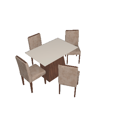 Conjunto de Mesa de Jantar com Tampo de Vidro Jasmin e 4 Cadeiras Ana I Animalle Off White e Cinza