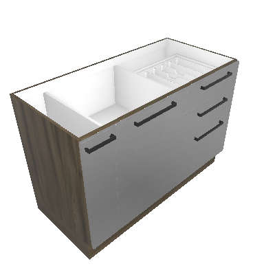 No top counter 120 cm with 1 door and four drawers with toekick (BALC-120 1P4G RP)