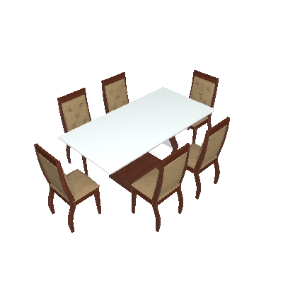 Conjunto de Mesa de Jantar Alvorada com Vidro 6 Cadeiras Tamara Suede Chocolate e Off White - Rufato