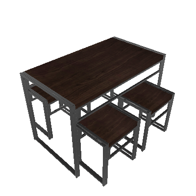 Conjunto de Mesa Wooden com 4 Bancos Preto e Tabaco