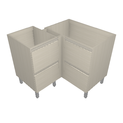 Straight corner, no top cabinet, with 4 horizontal doors (IGCR ST)