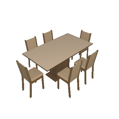 Conjunto de Mesa com 6 Cadeiras de Jantar Anis Linho Rústico Pérola - Madesa