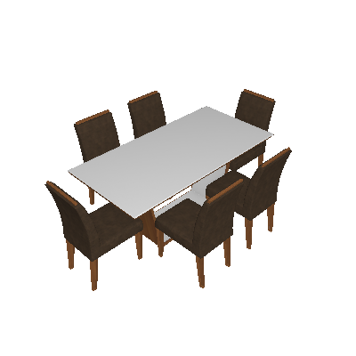 Conjunto de Mesa de Jantar Sofia com 6 Cadeiras Lunara Animalle Branco e Imbuia