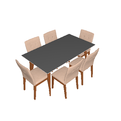 Conjunto de Mesa de Jantar Liv com 6 Cadeiras Emily Bege e Narutal