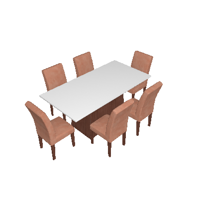 Conjunto de Mesa de Jantar Luna com 6 Cadeiras Estofadas Grécia II Animalle Off White e Chocolate - Rufato