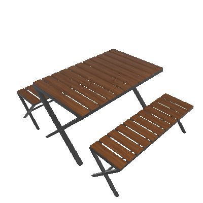 Conjunto de Mesa com 2 Bancos Burgos Preto e Marrom