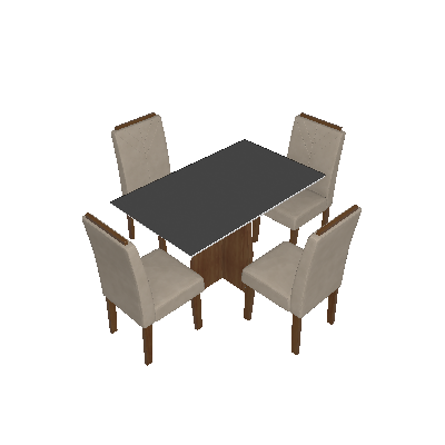 Conjunto de Mesa de Jantar com Tampo de Vidro Ana e 4 Cadeiras Amanda II Animalle Off White e Cinza