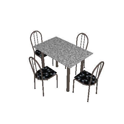 Conjunto de Mesa com 4 Cadeiras Sara Craqueado Preto e Preto Flor - Artefamol