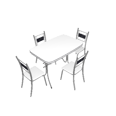 Conjunto de Mesa com 4 Cadeiras Katia Prata e branco - Criativa