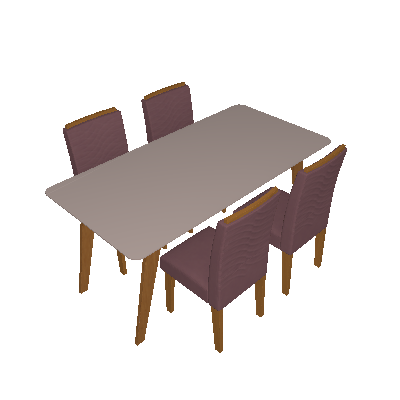 Conjunto de Mesa de Jantar Retangular com Tampo de Vidro Off White Selena e 6 Cadeiras Clarice Suede Rosê e Nature