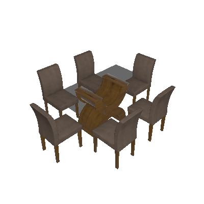 Conjunto de Mesa Olimpia I com 6 Cadeiras Canela e Cappuccino  160cm - Leifer