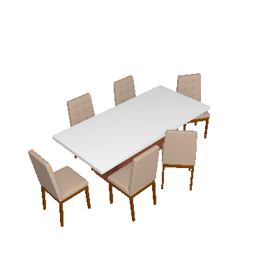 Conjunto de Mesa de Jantar Cecil com 6 Cadeiras Joy Off White Natural - Mobly