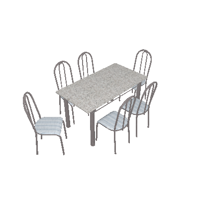 Conjunto de Mesa com 6 Cadeiras Bruna Cinza e Estampa Capitonê