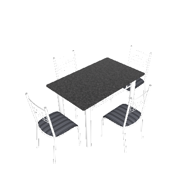 Conjunto de Mesa Gênova com 4 Cadeiras Lisboa Branco Liso E Preto Listrado - Fabone