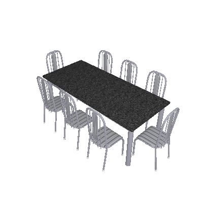 Conjunto de Mesa Córdoba com 8 Cadeiras Granada Branco Prata e Preto Listrado Grafite - Fabone