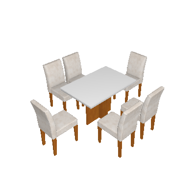 Conjunto de Mesa de Jantar Ane com 4 Cadeiras Estofadas Grécia Veludo Off White e Creme - Rufato