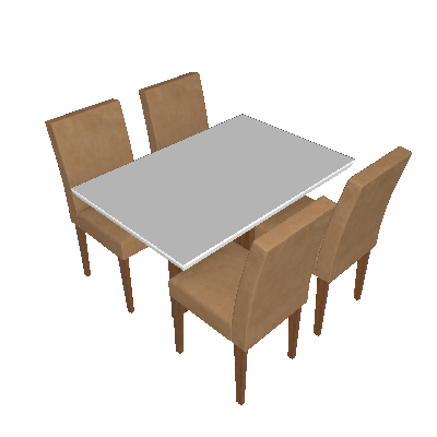 Conjunto de Mesa de Jantar Berlim II com Tampo de Vidro Off White e 4 Cadeiras Grécia Linho Turim - Rufato