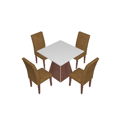 Conjunto de Mesa de Jantar Luna com 4 Cadeiras Estofadas Grécia Suede Off White e Café - Rufato