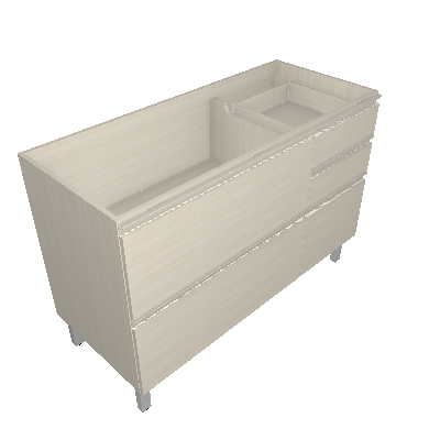 Topless cabinet with 2 horizontal doors and 3 drawers (IGG3H2-120 ST)