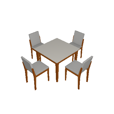 Conjunto de Mesa de Jantar Aries com 4 Cadeiras Lira Linho Off White e Cinza - Lopas