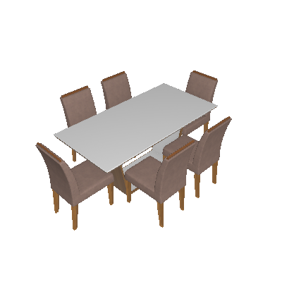 Conjunto de Mesa de Jantar Sofia com 6 Cadeiras Lunara Veludo Creme e Branco