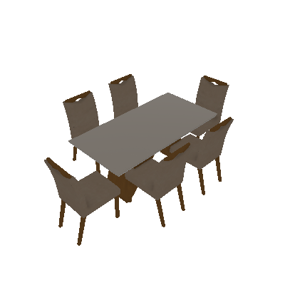 Conjunto de Mesa de Jantar I com 6 Cadeiras Verona Veludo Off White e Palha - Leifer