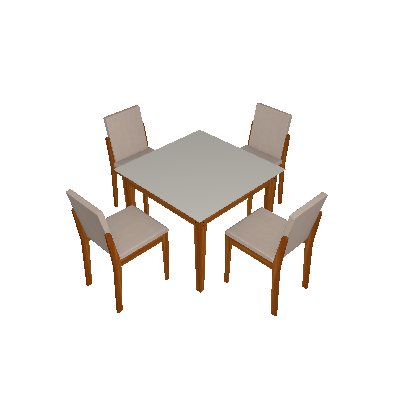 Conjunto de Mesa de Jantar Aries com 4 Cadeiras Lira Linho Off White e Bege - Lopas