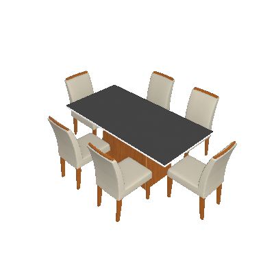 Conjunto de Mesa de Jantar Luna com 6 Cadeiras Estofadas Lunara I Veludo Off White e Creme - Rufato