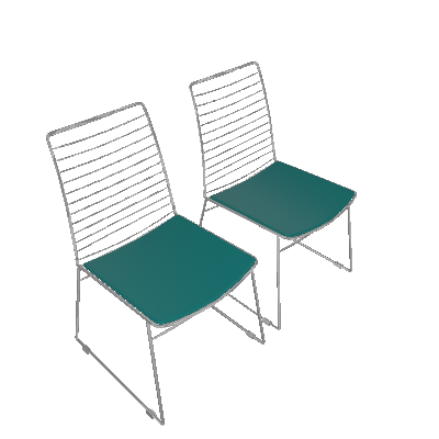 Conjunto 2 Cadeiras Dance Cromada Turquesa - Carraro Móveis