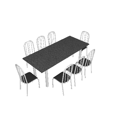 Conjunto de Mesa Córdoba com 8 Cadeiras Sevilha Branco Liso e Preto